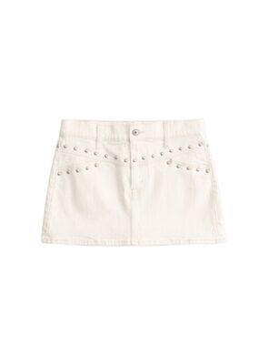 Abercrombie & Fitch Cream Studded Denim Mini Skirt